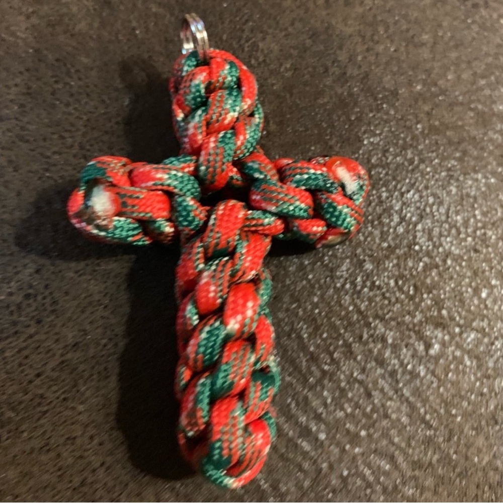 Red and Green Braided Cross Paracord